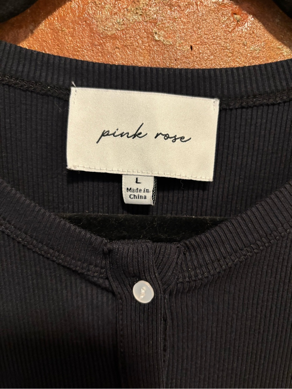 Pink Rose Navy Ribbed Button-Front Sleeveless Top - Picture 2 of 3